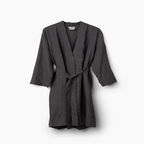 BOKSER French Linen Robe, Large/X-large 51" L, Slate